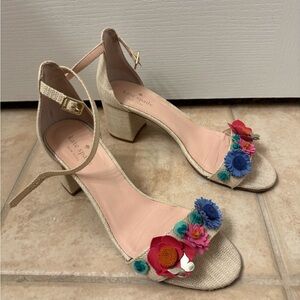 Kate Spade Beige Floral Embellished Women's Sandals